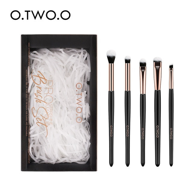 O.TWO.O 5pcs/set Brushes For Makeup Soft Synthetic Hair Wooden Handle Eyeshadow Brush With Gift Box Cosmetics Kit