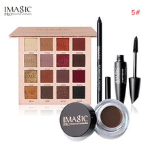 Load image into Gallery viewer, IMAGIC 4PCS/16 Colors  Eyeshadow Palette&amp;Black Eyeliner Pen&amp;Mascara and Eyebrow Cream