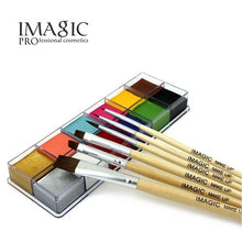 Load image into Gallery viewer, IMAGIC Halloween Face Body Paint Oil Painting Art Make Up Set/12 Flash Tattoo Color+6pcs Paint Brush