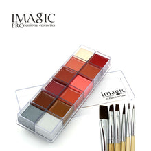 Load image into Gallery viewer, IMAGIC Halloween Face Body Paint Oil Painting Art Make Up Set/12 Flash Tattoo Color+6pcs Paint Brush
