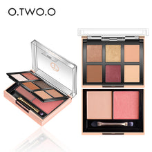 Load image into Gallery viewer, O.TWO.O Palette Eyeshadow Highlighter Glitter Blusher Face Contour Makeup Pallete 6 Colors Eyeshadow+2 Colors Blusher Pallete