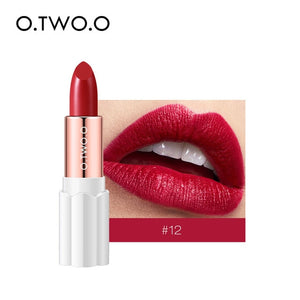 O.TWO.O Semi Velvet Lipstick Nude Rich Color Waterproof Moisturizing Long Lasting Lightweight Lips Makuep 12 Colors