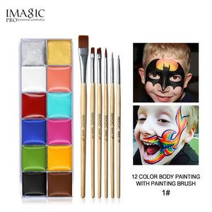 IMAGIC 12 Colors Flash Tattoo Face Body Paint Oil Painting Art use in Halloween