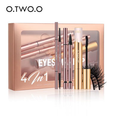 O.TWO.O 4pcs Eyes Makeup Set Eyebrow Pencil Liquid Eyeliner Volume Mascara False Eyelashes Cosmetic Kit Professional Makeup Kit