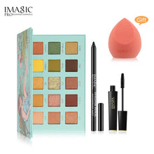 Load image into Gallery viewer, IMAGIC 6pcs combination 15 color eye shadow eyeliner pen 4D fiber thick curl eyelashes gift puff