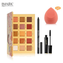 Load image into Gallery viewer, IMAGIC 6pcs combination 15 color eye shadow eyeliner pen 4D fiber thick curl eyelashes gift puff