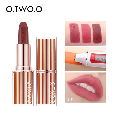 O.TWO.O Matte Lipstick Lips Makeup Waterproof Lip Balm Long Lasting High Pigmentation Lip Tint Square Lipstick Tube Cosmetic