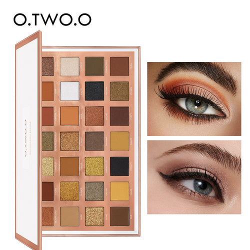 O.TWO.O Eyeshadow Palette Cosmetic Shiny Matte Glitter Pigment Long Lasting Eye Shadow Pallete 28  Colors Metallic Makeup
