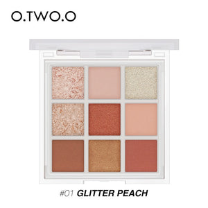O.TWO.O Eyeshadow Cosmetics 9 Colors Nude Shimmer High Pigmented Shadows Waterproof Eye Shadow Palette Glitter For Eyes Makeup