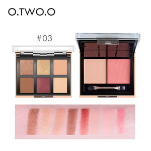 O.TWO.O Palette Eyeshadow Highlighter Glitter Blusher Face Contour Makeup Pallete 6 Colors Eyeshadow+2 Colors Blusher Pallete