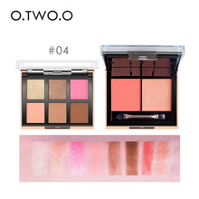 Load image into Gallery viewer, O.TWO.O Palette Eyeshadow Highlighter Glitter Blusher Face Contour Makeup Pallete 6 Colors Eyeshadow+2 Colors Blusher Pallete