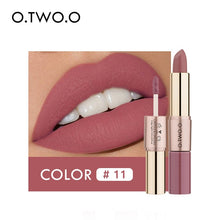 Load image into Gallery viewer, O.TWO.O 2 in 1 Matte Lipstick Lips Makeup Cosmetics Waterproof Pintalabios Batom Mate Lip Gloss Rouge 12 Colors Choose
