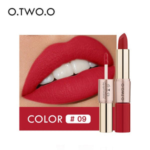 O.TWO.O 2 in 1 Matte liquid Lipstick and Matte Lip gloss Makeup Moisturizing Long Lasting Waterproof Velvet Lipstick 12 Color