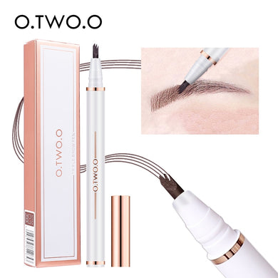 O.TWO.O Eyebrow Tattoo Pen 3 Fork Tip Waterproof Eyebrow Pencil Cosmetics Long Lasting Makeup Natural Dark Brown Liquid Brow Pen