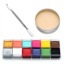 Load image into Gallery viewer, 3PC Set Special Effects Stage Makeup Fake Wound Scars Wax + Oil Painting(flash color) + Spatula Tool