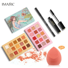 Load image into Gallery viewer, IMAGIC 6pcs combination 15 color eye shadow eyeliner pen 4D fiber thick curl eyelashes gift puff