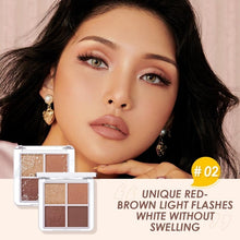 Load image into Gallery viewer, O.TWO.O 4 Color Eyeshadow Palette Peach Waterproof Long Lasting Shimmer  Matte Eye shadow Soft Smooth Shadow Primer Makeup