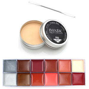 3PC Set Special Effects Stage Makeup Fake Wound Scars Wax + Oil Painting(flash color) + Spatula Tool