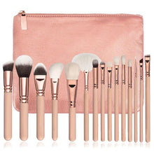 Load image into Gallery viewer, 15 pcs pink makeup brushes set